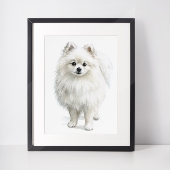 Watercolor Pomeranian Dog Portrait Art Print – Unframed Fine Art Poster - Picture 3 of 5